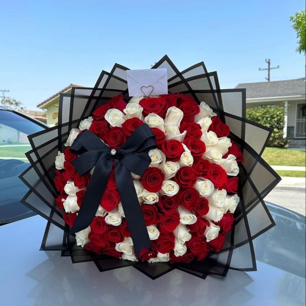 50 Red and White Roses