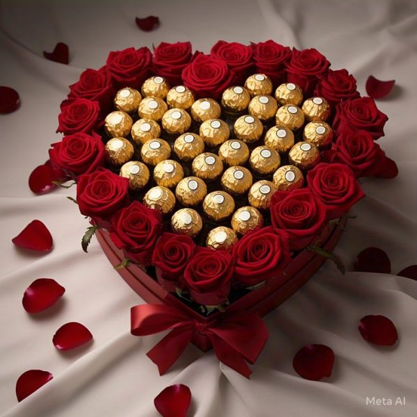 20 Red Roses with Ferror Rorcher Bouquet Premium